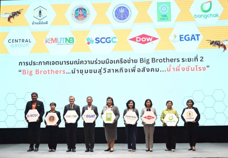 เครือข่าย “Big Brothers“ : วช. บ.บางจาก กลุ่มบริษัทดาว กฟผ. SCG บ.กลุ่มเซ็นทรัล และกรมอุทยาน  ร่วมประกาศความร่วมมือเครือข่าย นำชุมชนสู่วิสาหกิจเพื่อสังคม…น้ำผึ้งชันโรง หนุนการพัฒนาอย่างยั่งยืน